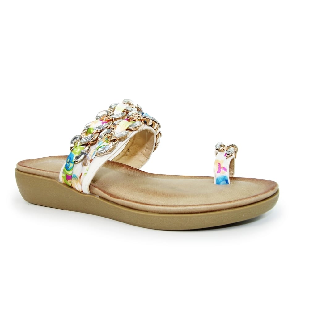white toe ring sandals
