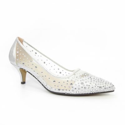 Lunar - FLR559 - Alisha - Silver - Low Heel Court Shoe